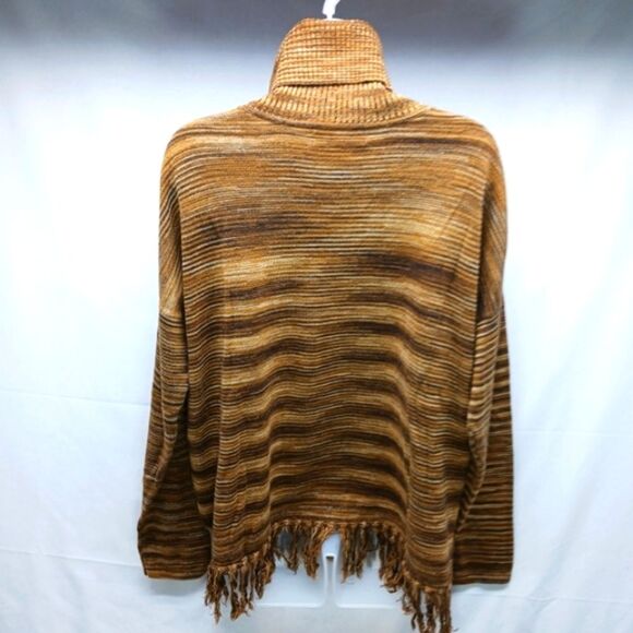 Jones New York Sport Striped Earth Toned Turtleneck with Tassel Hemline Medium. - Picture 3 of 11